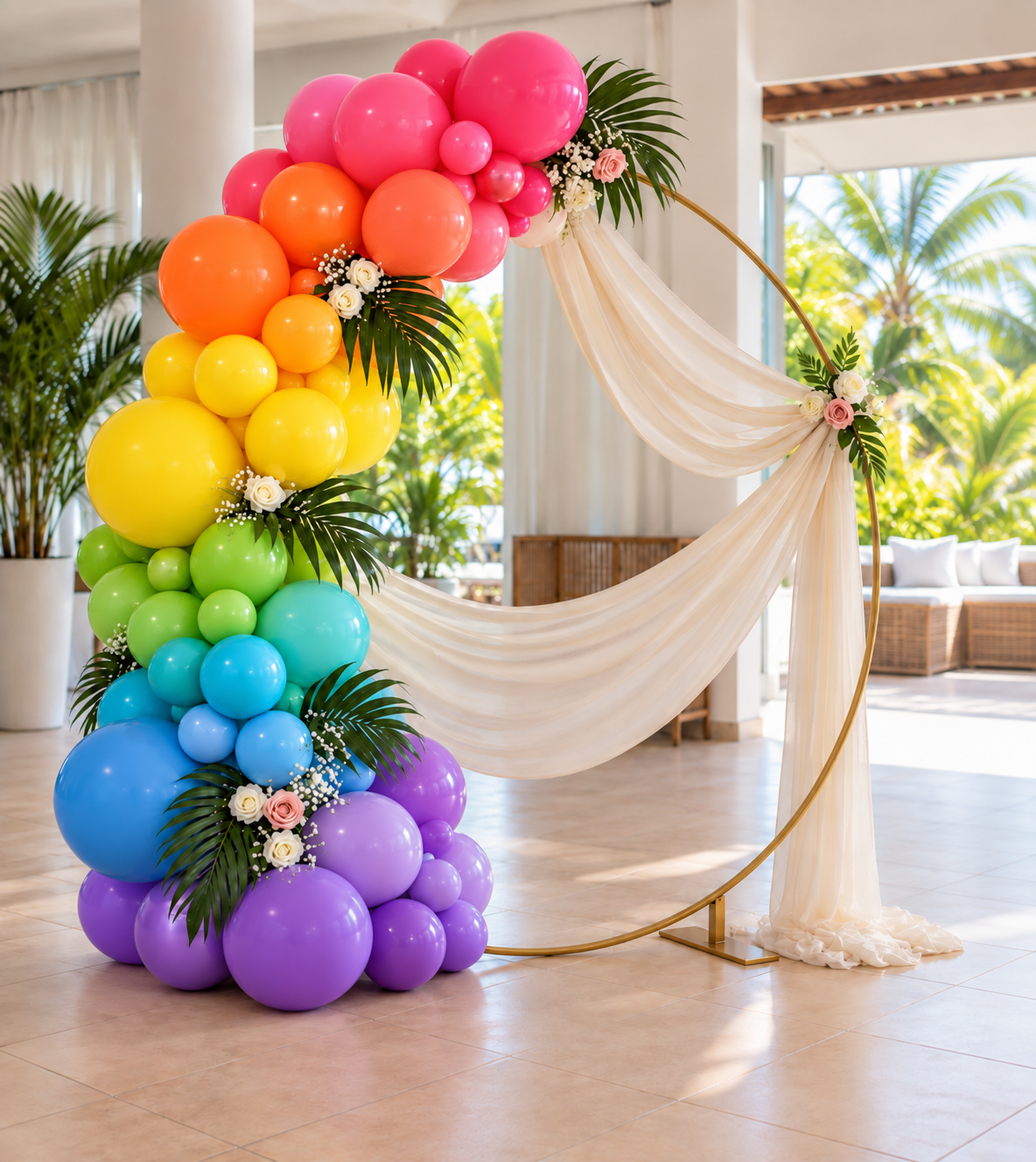 Arche ronde en ballons colorés pour un événement